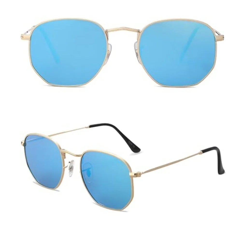 Polarized Hexagonal Sunglasses Polygon Shades SJ1072 Blue - Picture 1 of 5